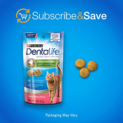 Purina Dentalife Made In Usa Facilities Cat Dental Treats Savory Salmon Flavor 13 5 Oz Canister Cats Luv Us Deals